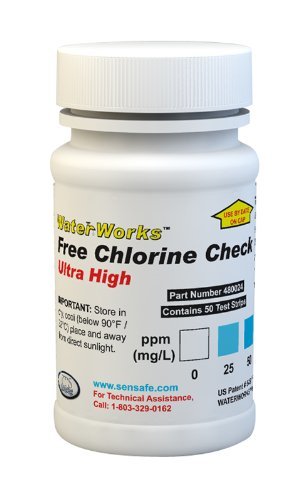 0-750 ppm Ultra High Range Free Chlorine Test Strips 50 Tests per Bottle 