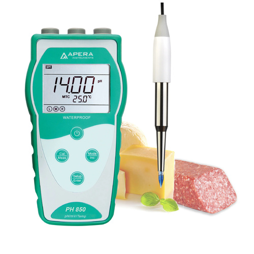 PH850-SS Portable pH Meter Kit for Food and Semi-solid Samples, Equipped with LanSen® 753 Spear Probe